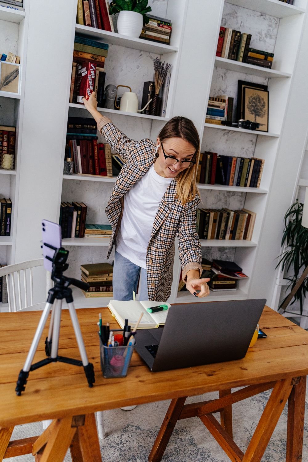 Young instructor teaching a remote class