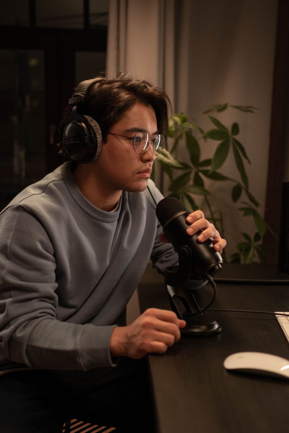 Young journalist conducting a remote interview
